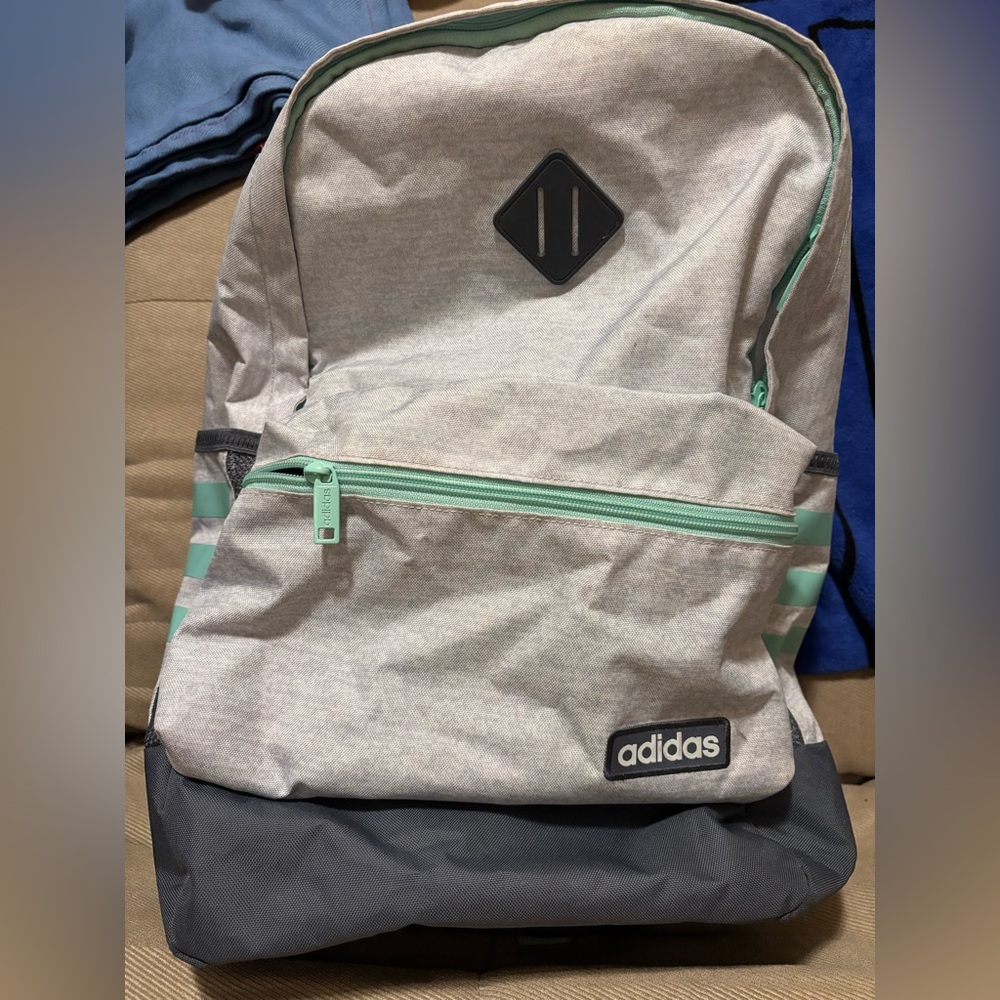 Light Gray & Mint Adidas Backpack with Laptop Pocket